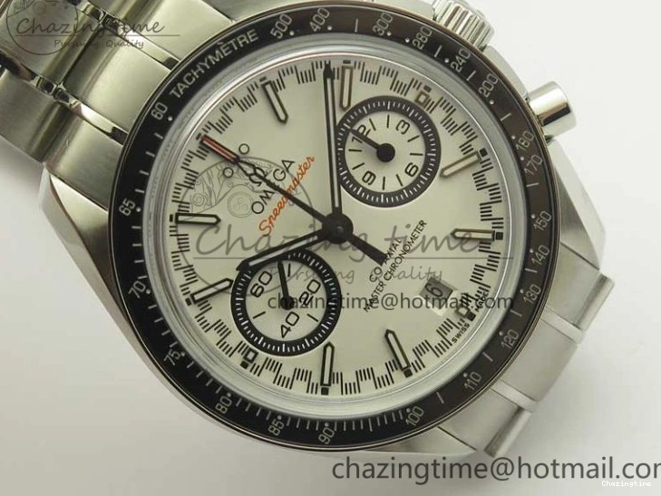 0217 UrbanChic Speedmaster Moonwatch OMF 1:1 Best Edition White Dial Black Hand on SS Bracelet A 8045